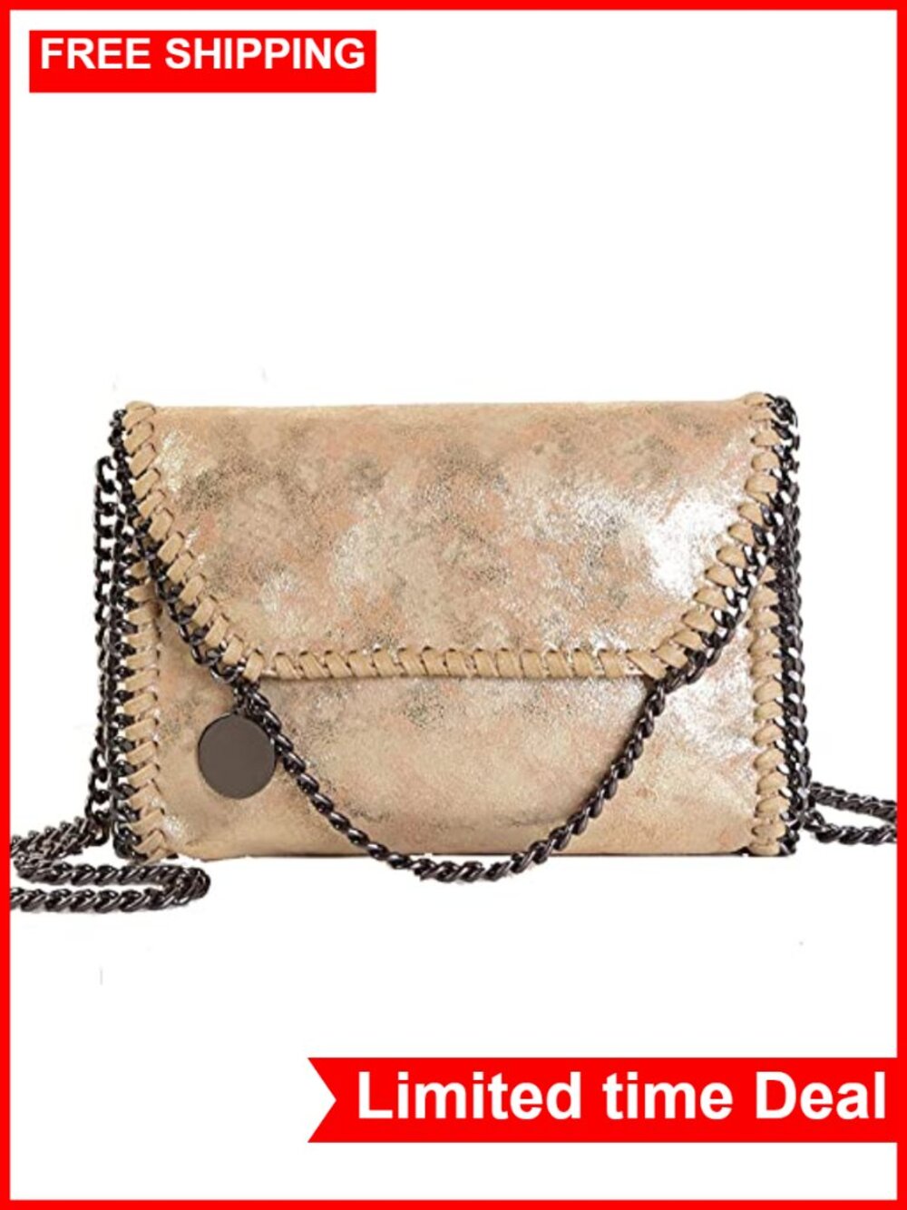 Soft Faux Leather Quilted Chain Shoulder Purse Crossbody Bag